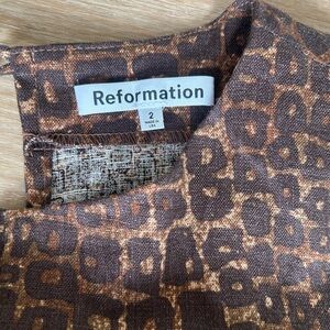 Reformation Brown Animal Print Blouse
